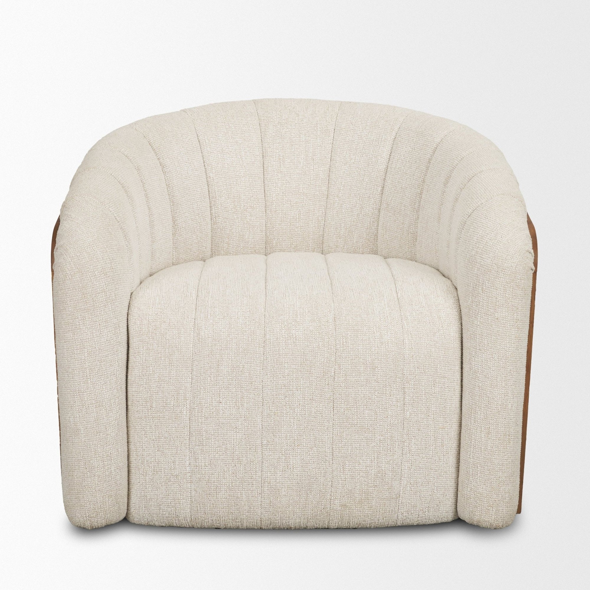 Fonda Cream Fabric w/ Natural Jute Swivel Accent Chair - Dekor Butik