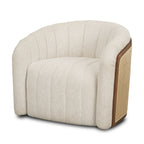 Fonda Cream Fabric w/ Natural Jute Swivel Accent Chair - Dekor Butik