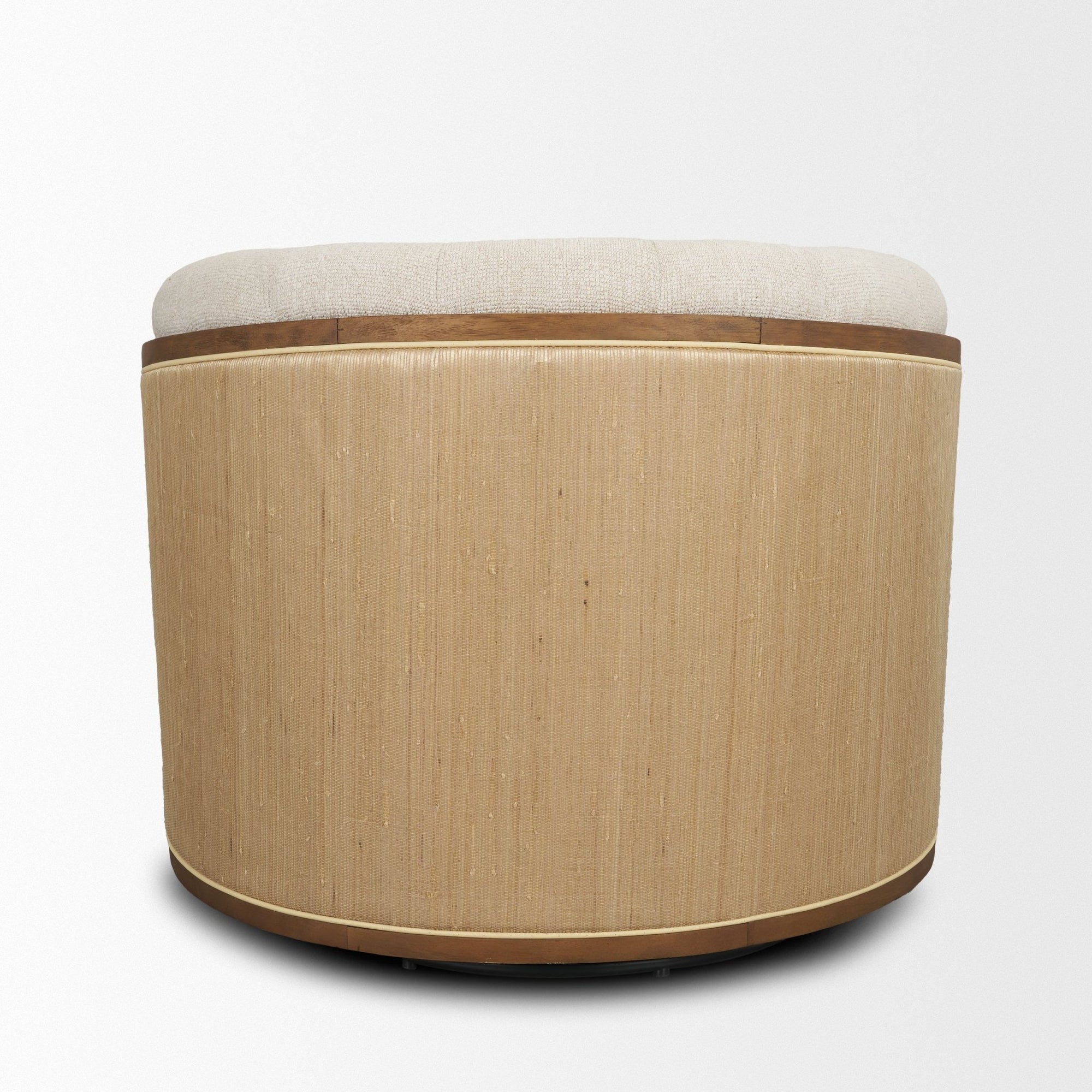 Fonda Cream Fabric w/ Natural Jute Swivel Accent Chair - Dekor Butik