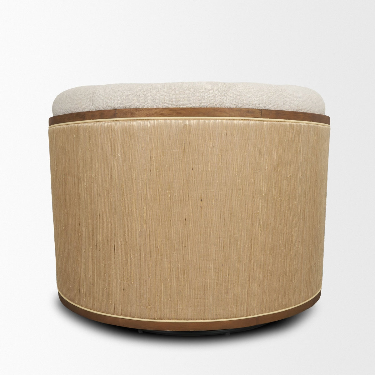 Fonda Cream Fabric w/ Natural Jute Swivel Accent Chair - Dekor Butik