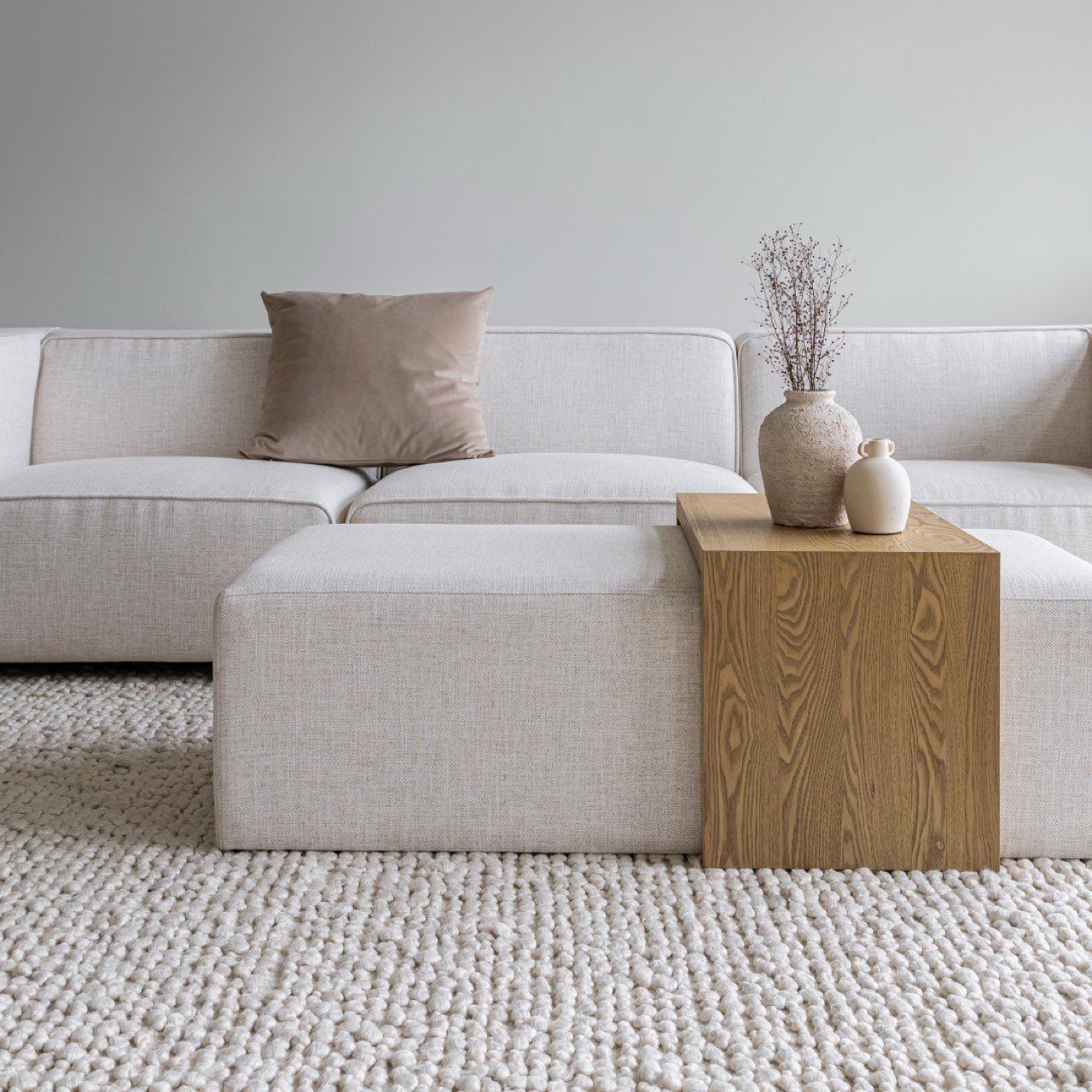 baseForest Coffee Ottoman - Cream and Blonde Oak - Dekor Butik