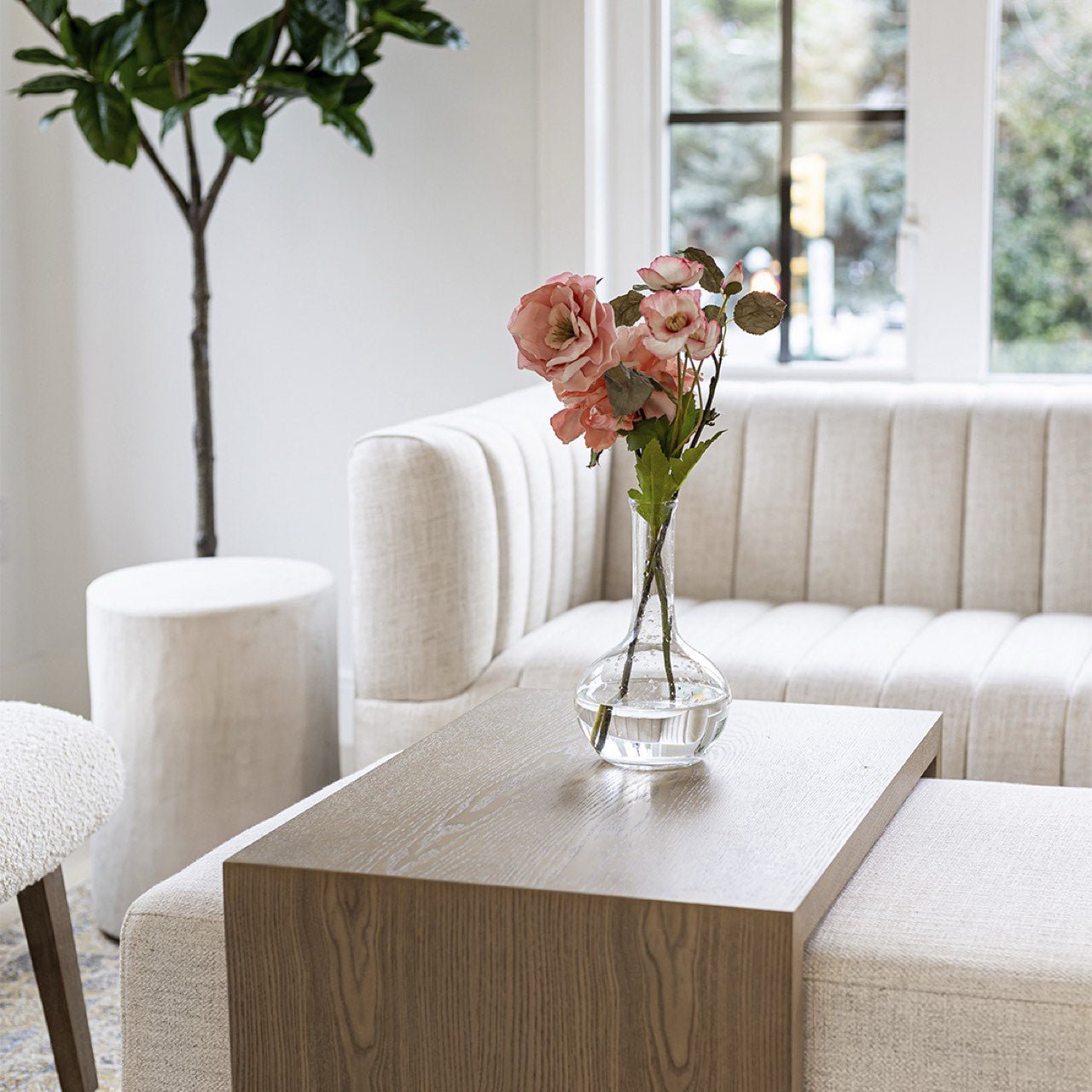 baseForest Coffee Ottoman - Cream and Blonde Oak - Dekor Butik