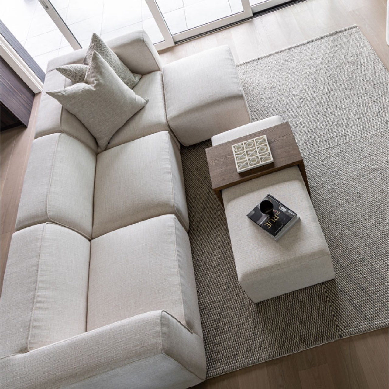 baseForest Coffee Ottoman - Cream and Dark Brown - Dekor Butik