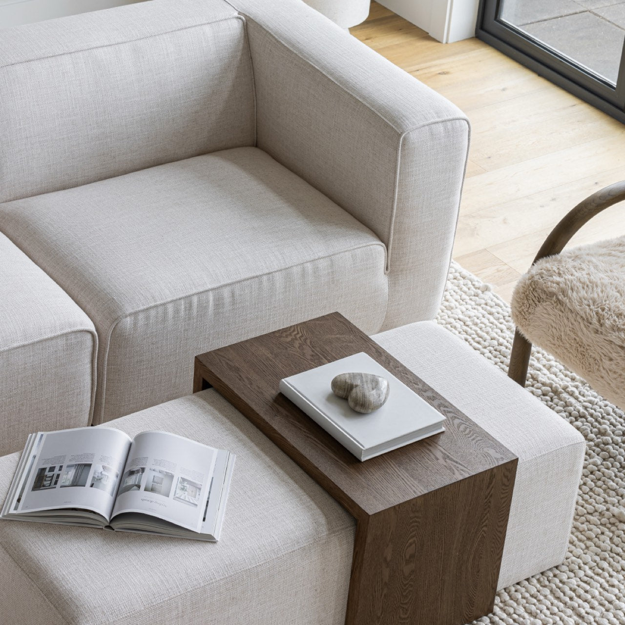 baseForest Coffee Ottoman - Cream and Dark Brown - Dekor Butik