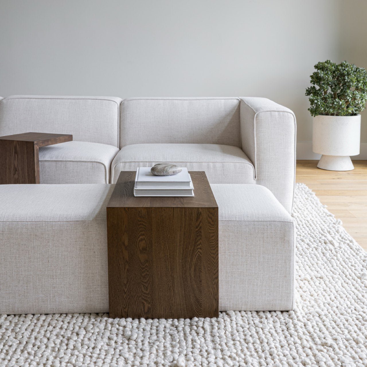 baseForest Coffee Ottoman - Cream and Dark Brown - Dekor Butik