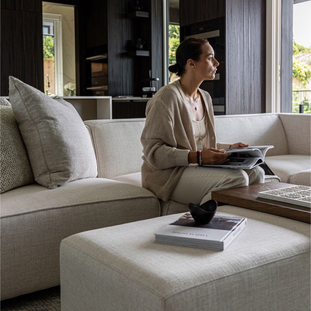 baseForest Coffee Ottoman - Cream and Dark Brown - Dekor Butik