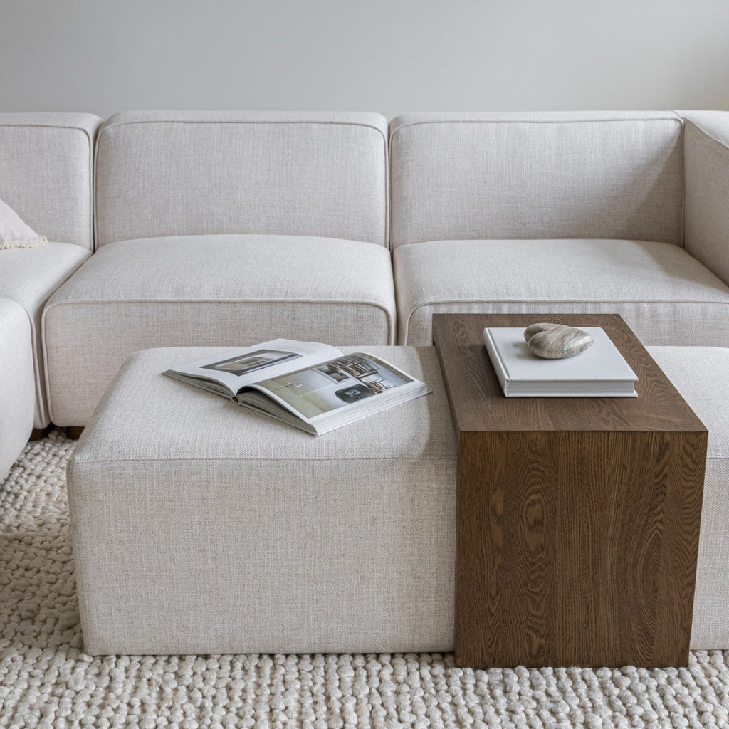baseForest Coffee Ottoman - Cream and Dark Brown - Dekor Butik