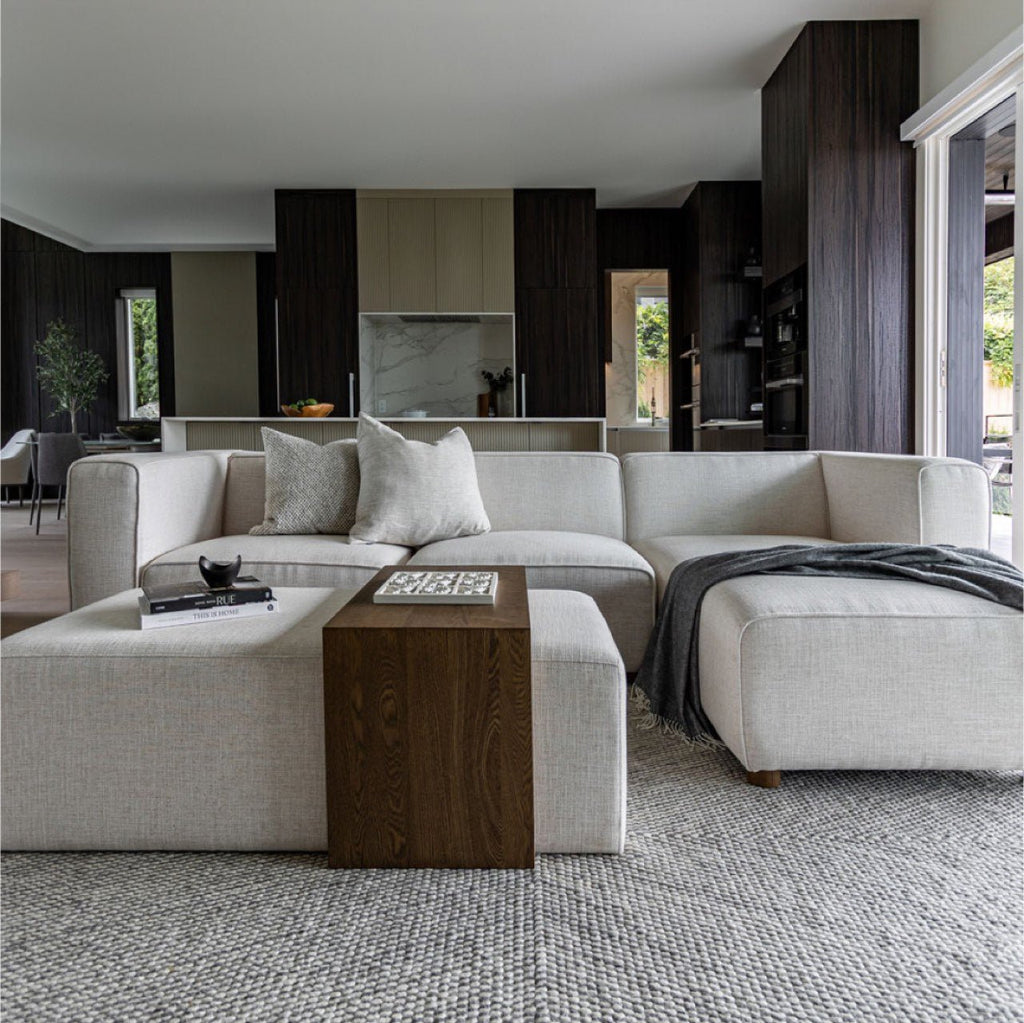 baseForest Coffee Ottoman - Cream and Dark Brown - Dekor Butik