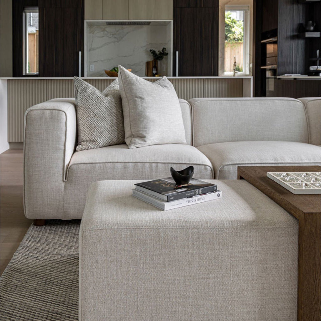 baseForest Coffee Ottoman - Cream and Dark Brown - Dekor Butik