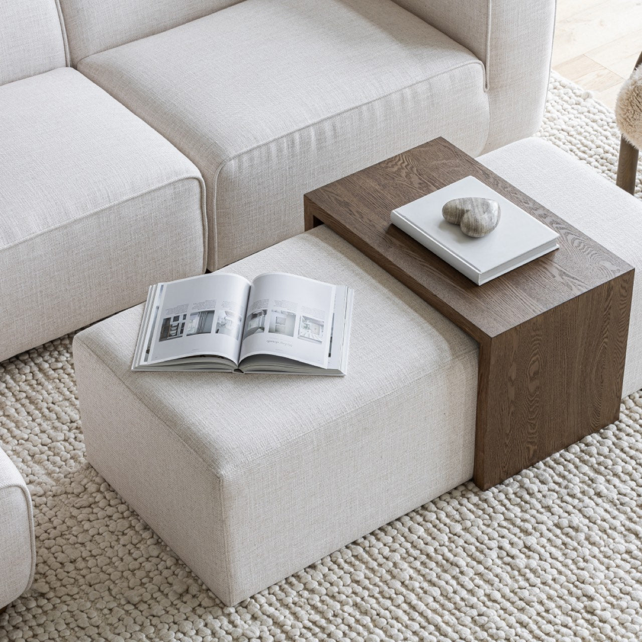baseForest Coffee Ottoman - Cream and Dark Brown - Dekor Butik