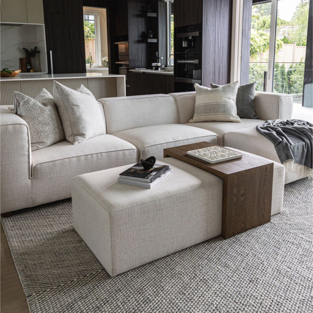 baseForest Coffee Ottoman - Cream and Dark Brown - Dekor Butik