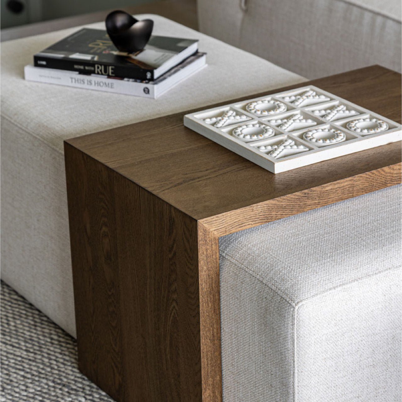 baseForest Coffee Ottoman - Cream and Dark Brown - Dekor Butik