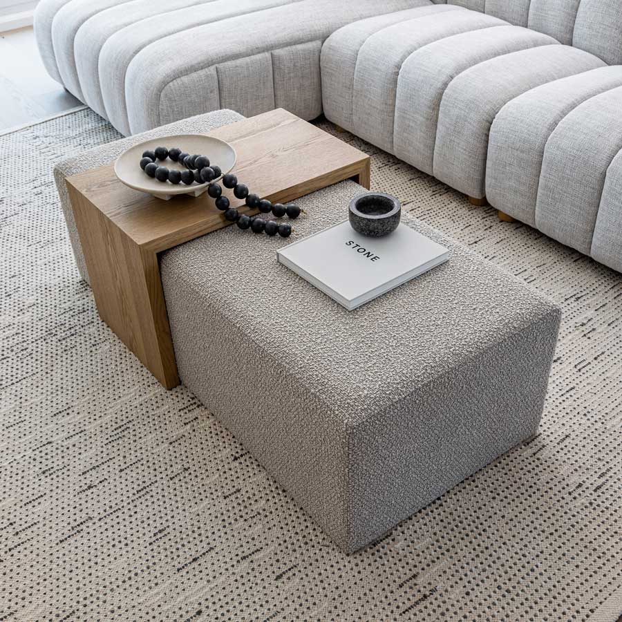 baseForest Coffee Ottoman - Truffle Boucle and Blonde Oak - Dekor Butik