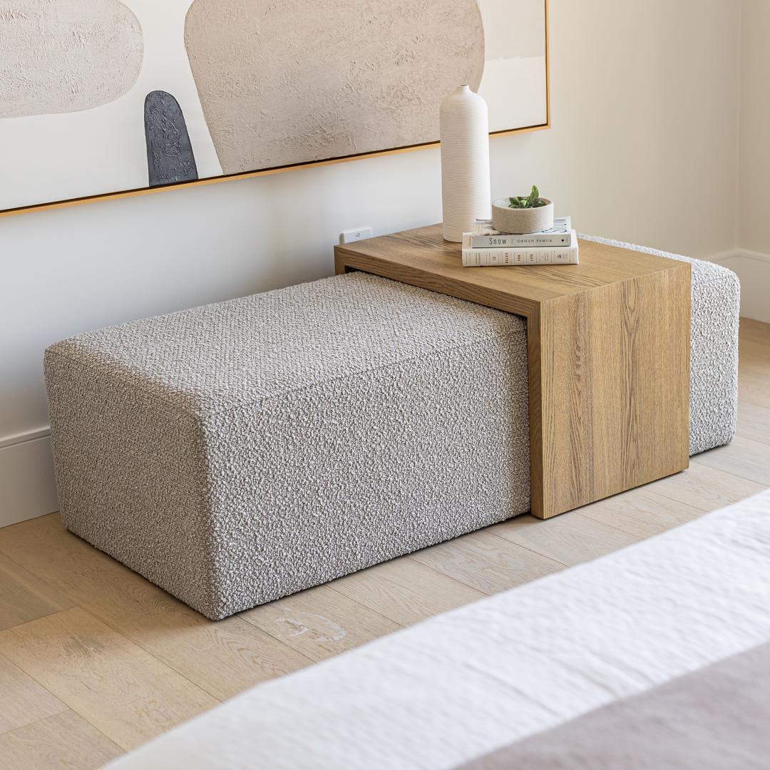 baseForest Coffee Ottoman - Truffle Boucle and Blonde Oak - Dekor Butik