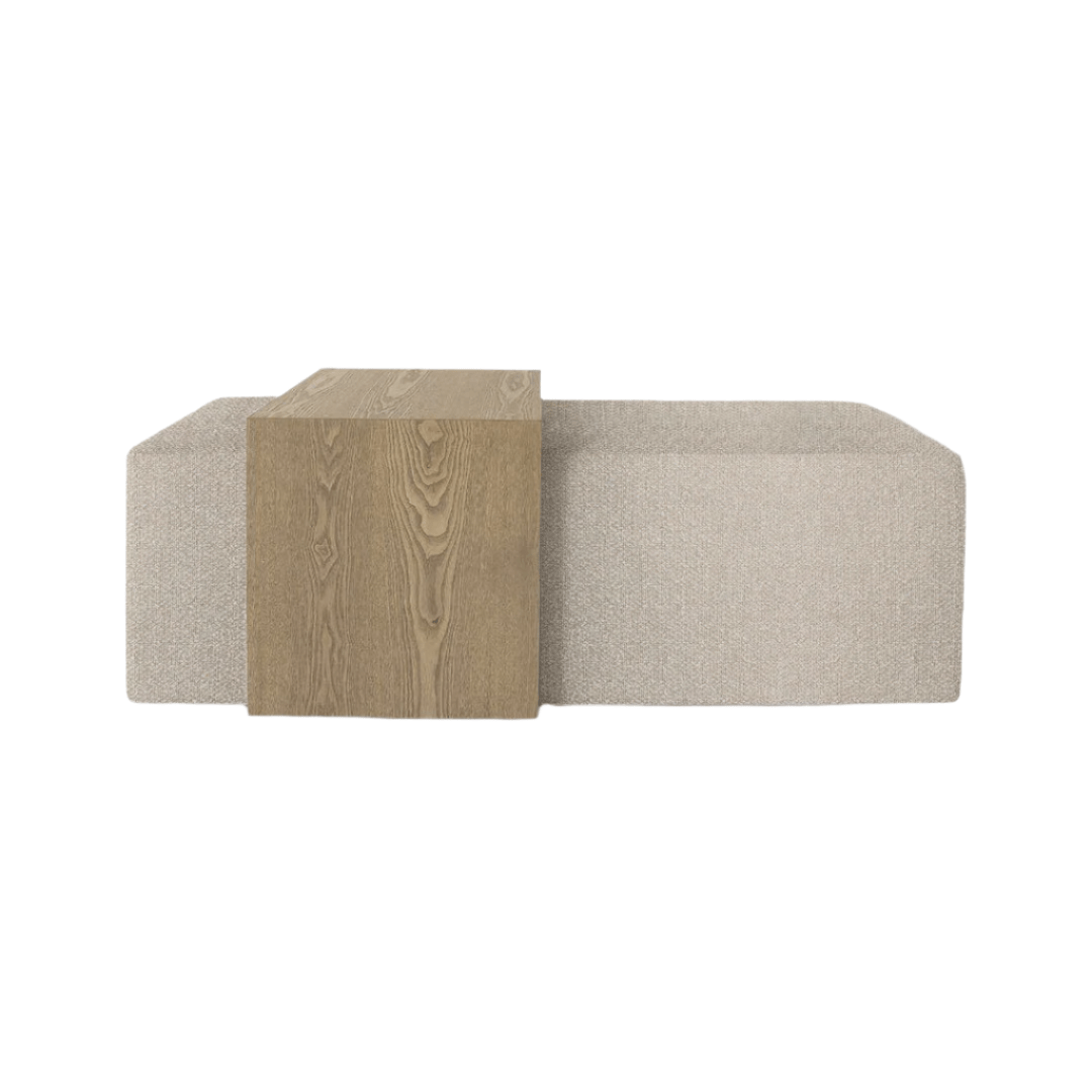baseForest Coffee Ottoman - Truffle Boucle and Blonde Oak - Dekor Butik