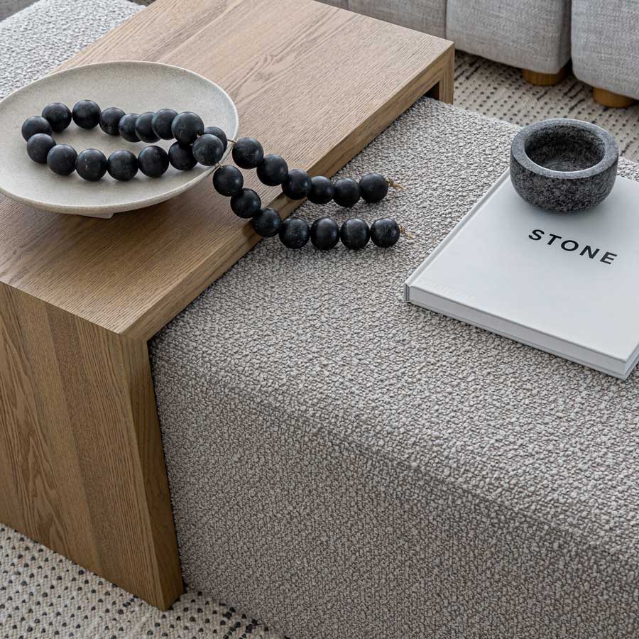 baseForest Coffee Ottoman - Truffle Boucle and Blonde Oak - Dekor Butik