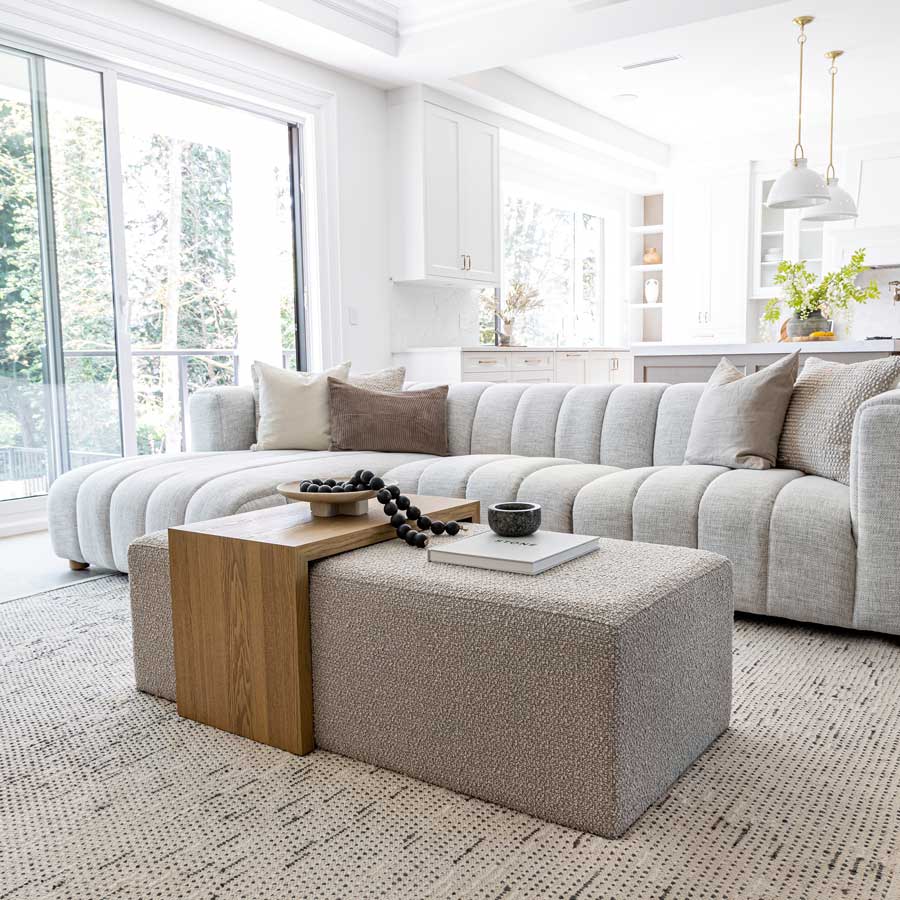 baseForest Coffee Ottoman - Truffle Boucle and Blonde Oak - Dekor Butik