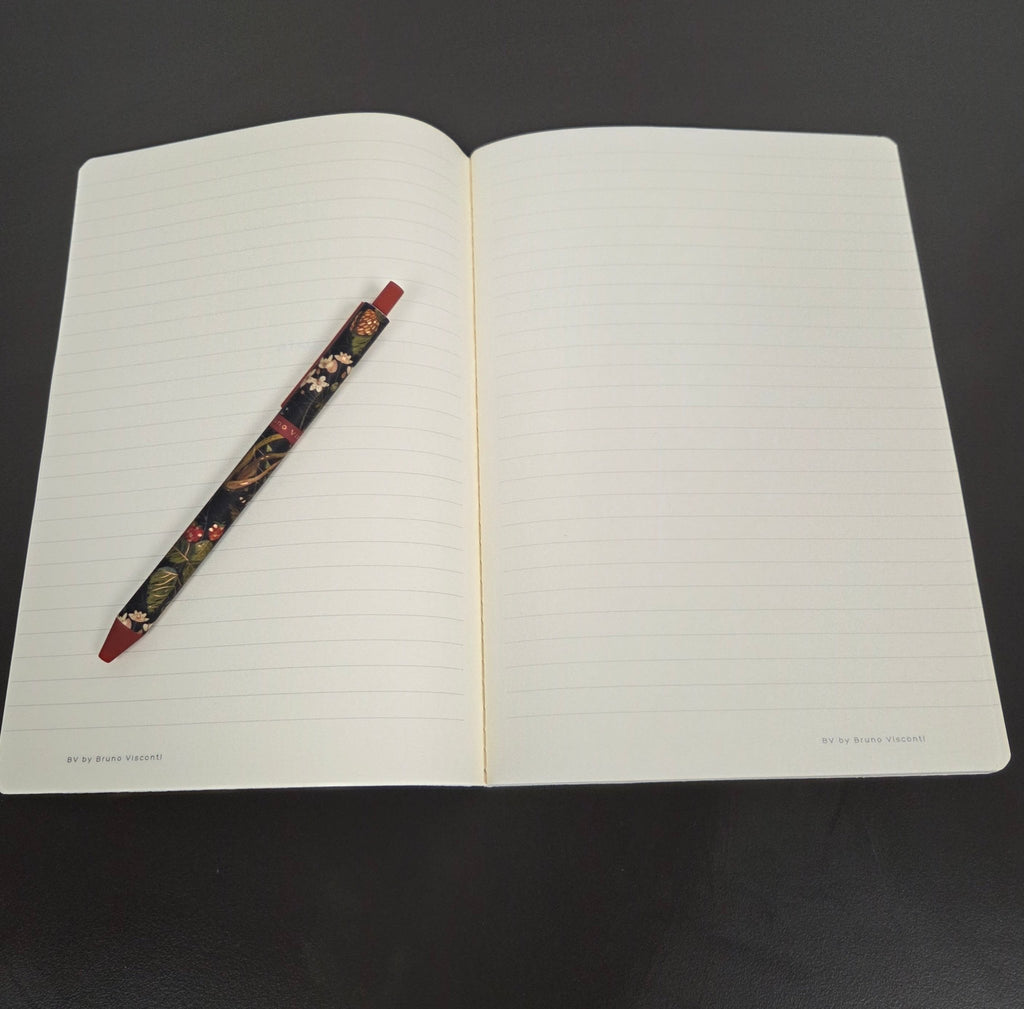 Forest Flowers Gift Set - Matching Art Journal, Vegan Leather Notebook, Ballpoint Pen and Gift Bag - Dekor Butik