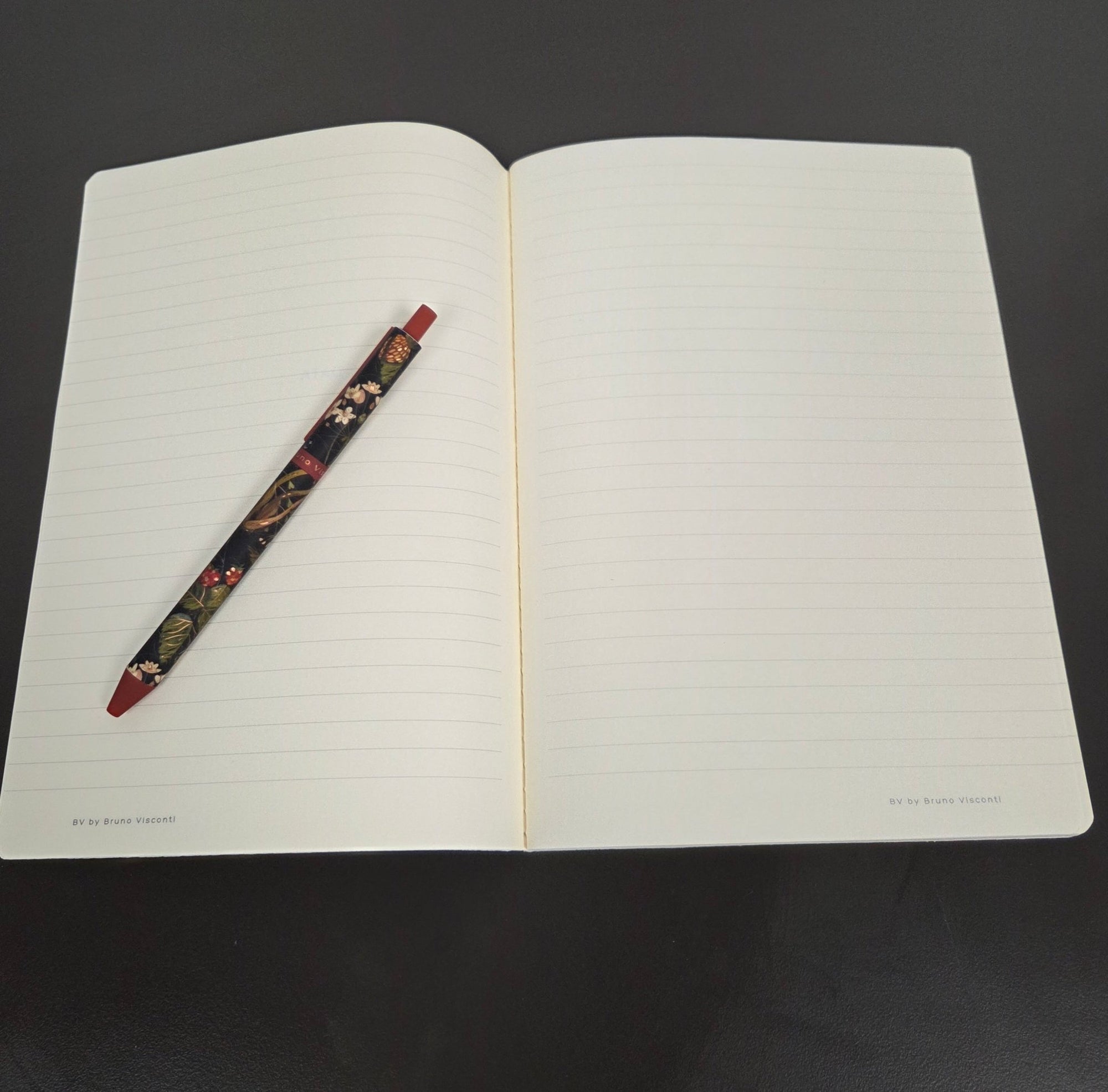 Forest Flowers Gift Set - Matching Art Journal, Vegan Leather Notebook, Ballpoint Pen and Gift Bag - Dekor Butik