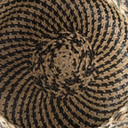 Gaia 17.7L x 17.7W x 20.5H Set of 3 Light and Dark Brown Cross Patterend Belly Seagrass Basket - Dekor Butik