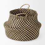 Gaia 17.7L x 17.7W x 20.5H Set of 3 Light and Dark Brown Cross Patterend Belly Seagrass Basket - Dekor Butik