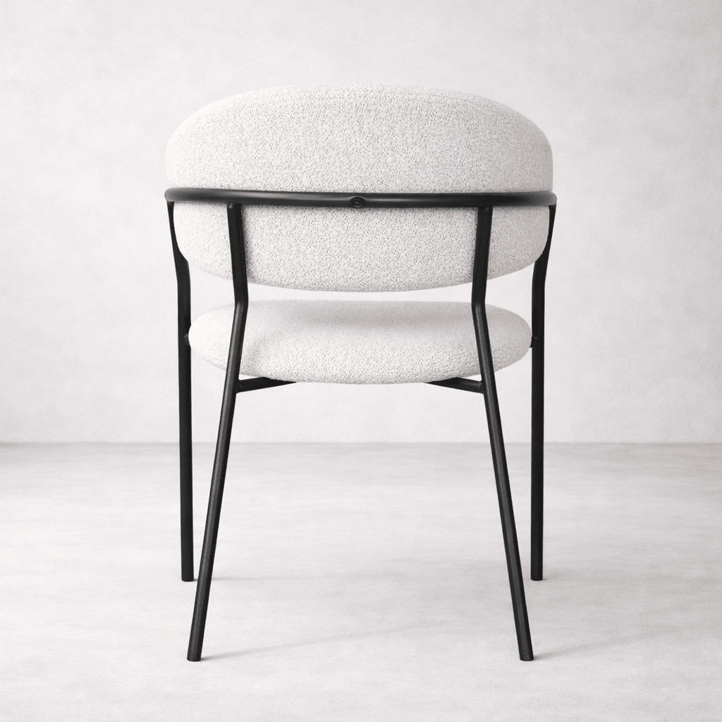 Geneva Bouclé Fabric Dining Chair, Ivory - Dekor Butik