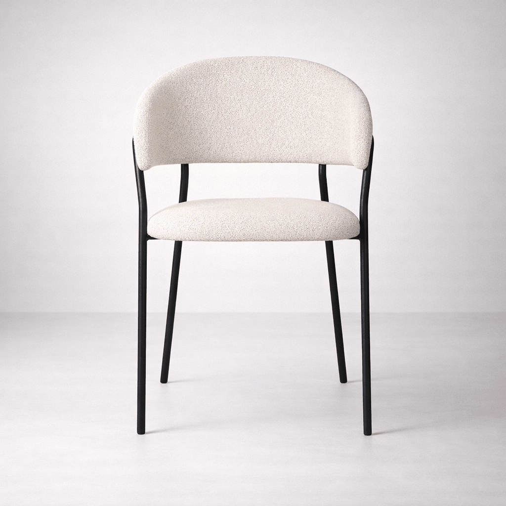 Geneva Bouclé Fabric Dining Chair, Ivory - Dekor Butik