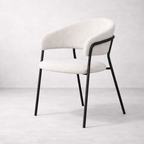 Geneva Bouclé Fabric Dining Chair, Ivory - Dekor Butik