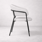 Geneva Bouclé Fabric Dining Chair, Ivory - Dekor Butik