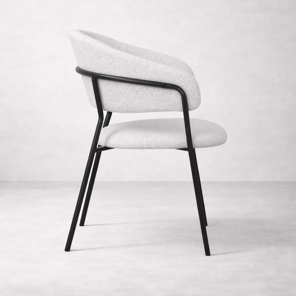 Geneva Bouclé Fabric Dining Chair, Ivory - Dekor Butik