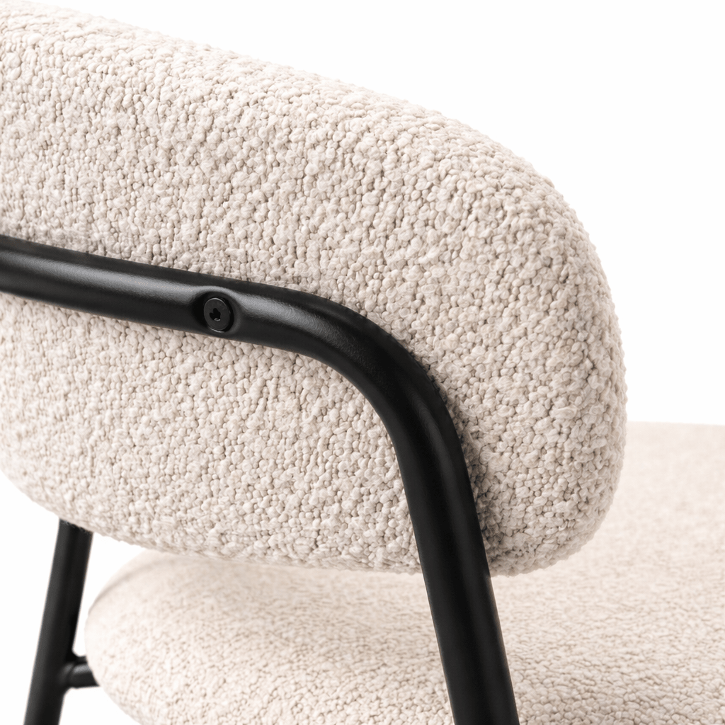 Geneva Bouclé Fabric Dining Chair, Ivory - Dekor Butik