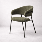 Geneva Bouclé Fabric Dining Chair, Olive Green - Dekor Butik