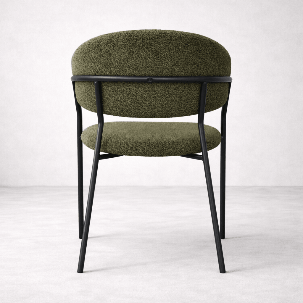 Geneva Bouclé Fabric Dining Chair, Olive Green - Dekor Butik