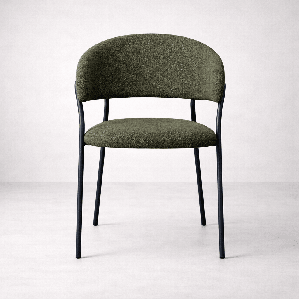 Geneva Bouclé Fabric Dining Chair, Olive Green - Dekor Butik