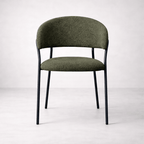 Geneva Bouclé Fabric Dining Chair, Olive Green - Dekor Butik