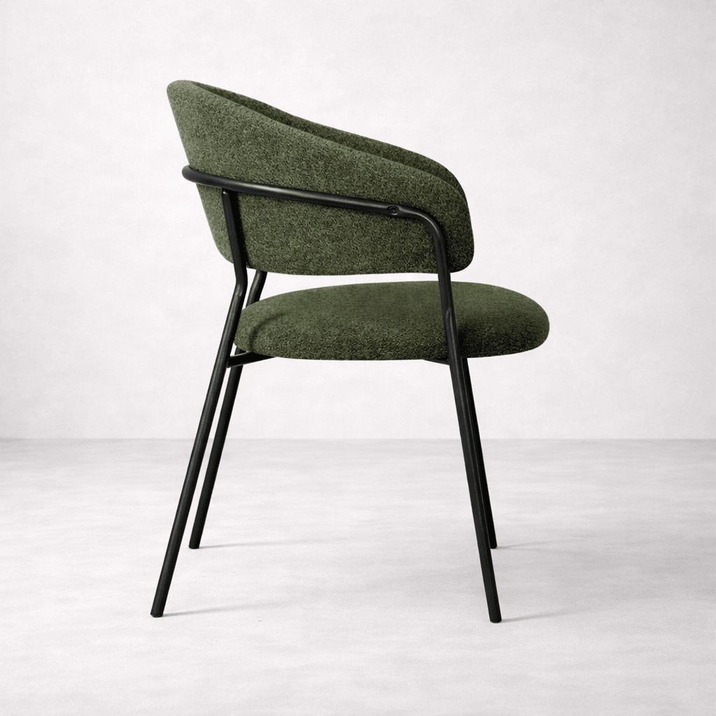 Geneva Bouclé Fabric Dining Chair, Olive Green - Dekor Butik