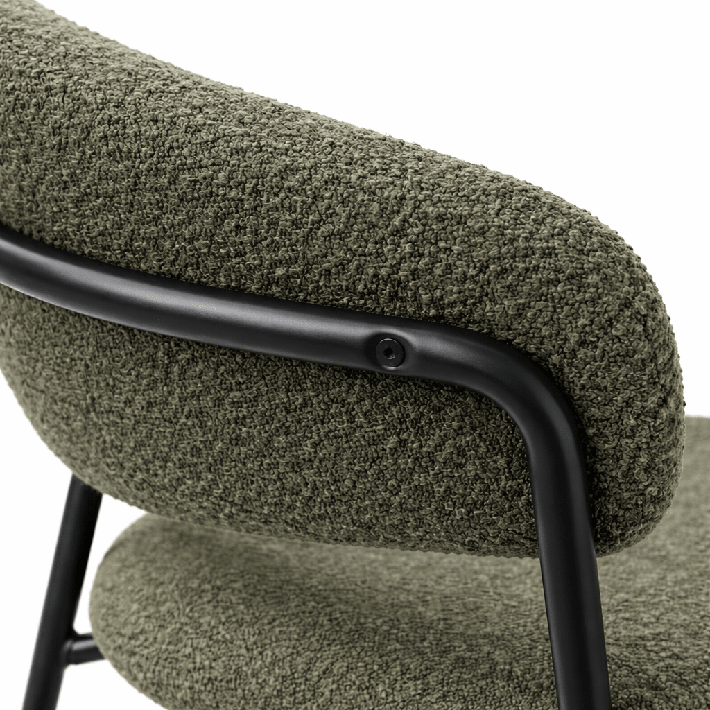 Geneva Bouclé Fabric Dining Chair, Olive Green - Dekor Butik