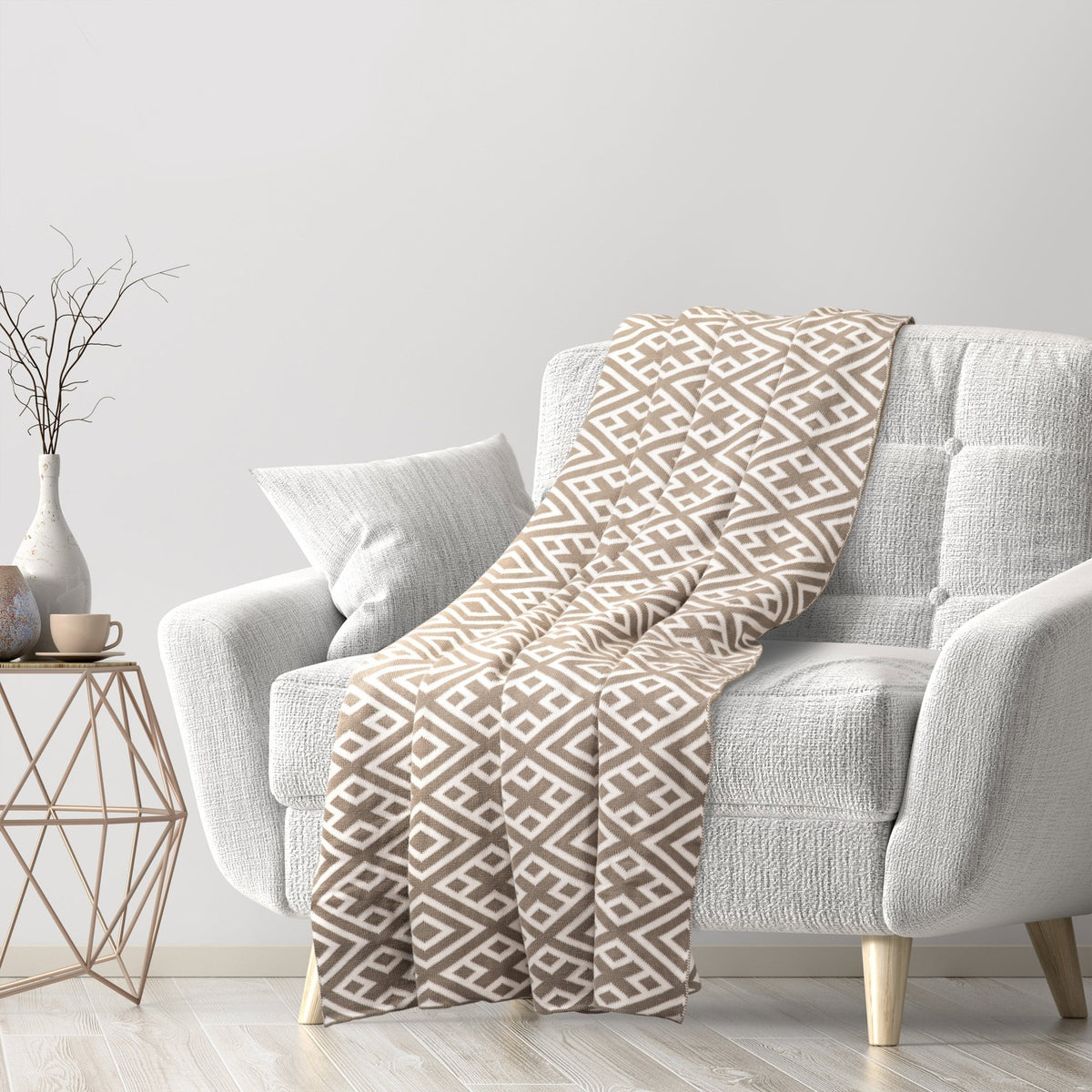 Throw BlanketsGeometric Knit Acrylic Throw Blanket - Dekor Butik