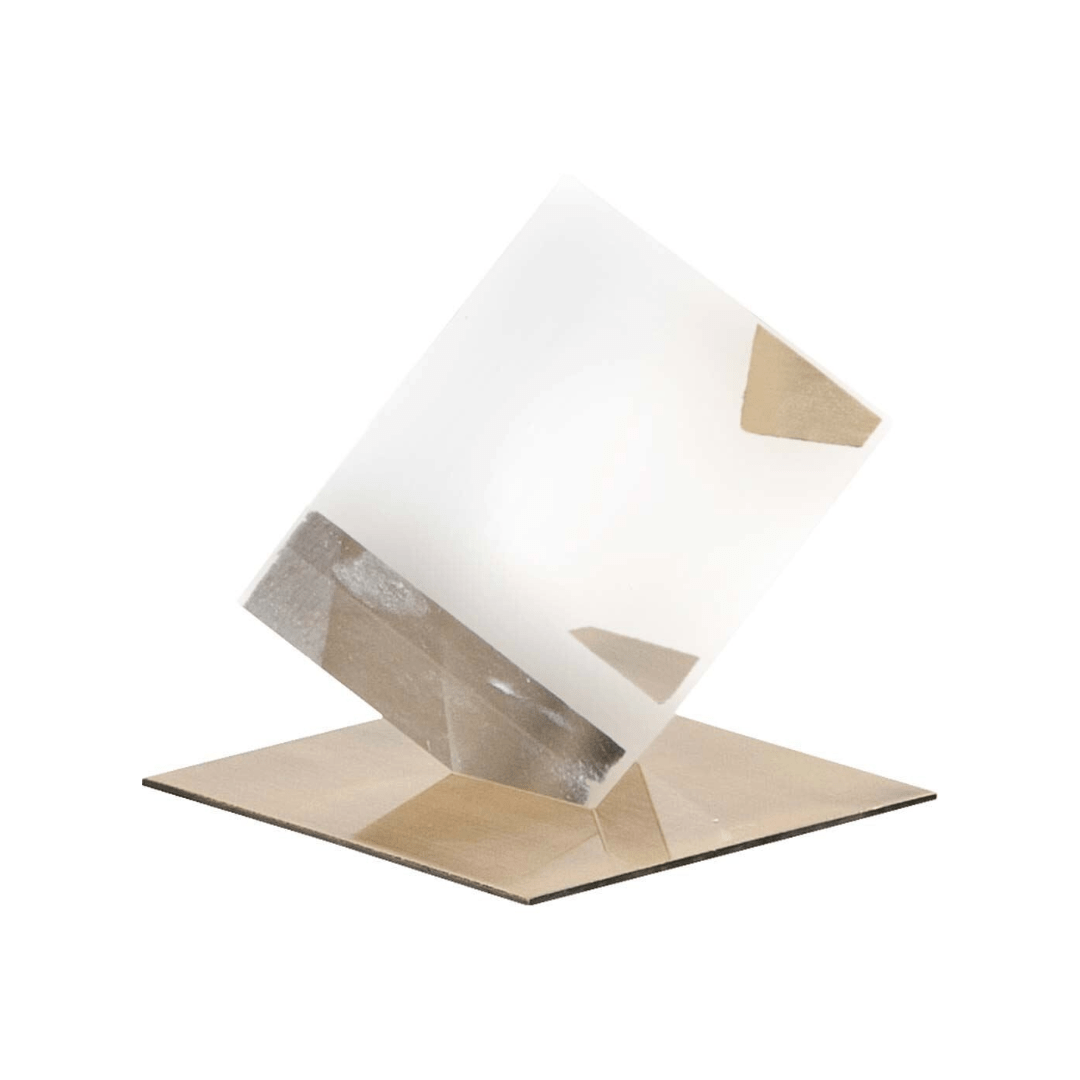 DecorGlass Cube On A Brass Stand Object - Dekor Butik