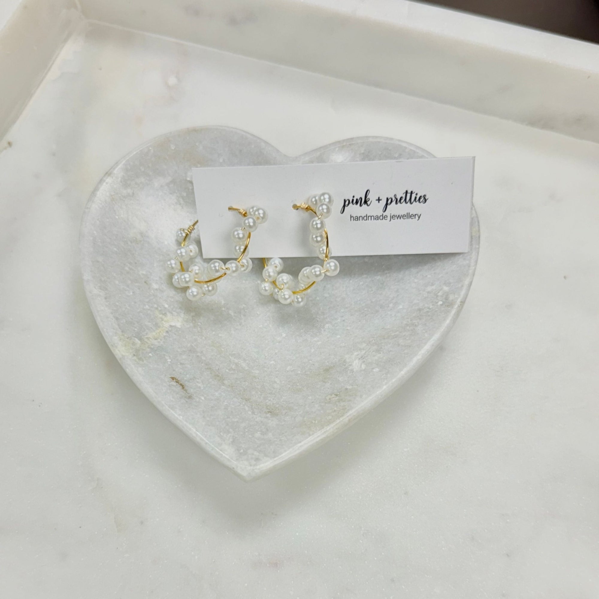 Bath & BodyGold Hoop Earrings With Pearls - Dekor Butik
