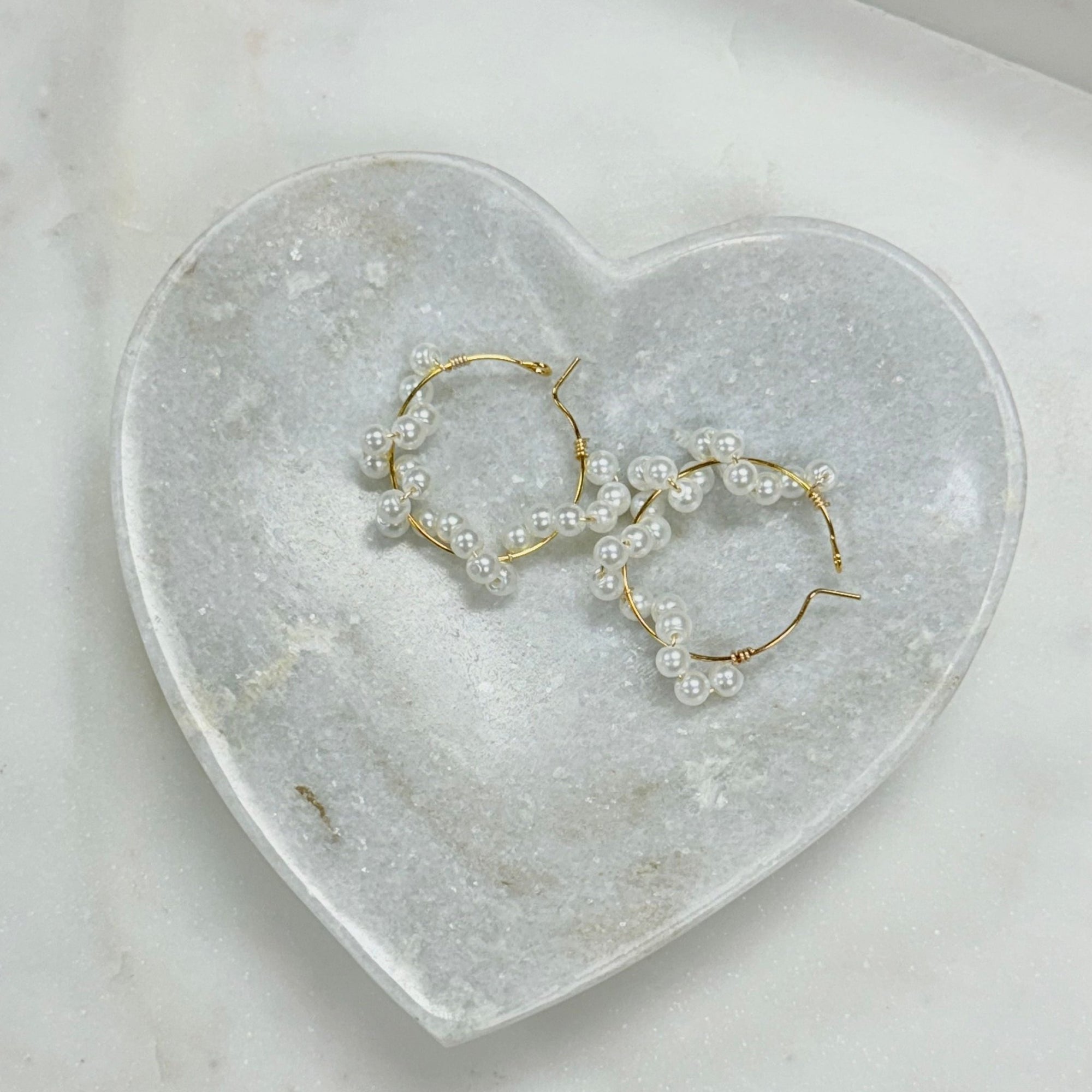 Bath & BodyGold Hoop Earrings With Pearls - Dekor Butik