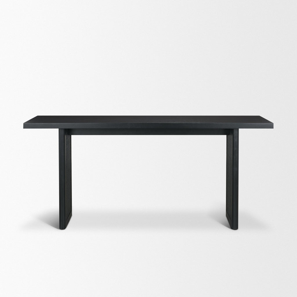 Grier 65" Black Wood w/ Black Cane Console Table - Dekor Butik