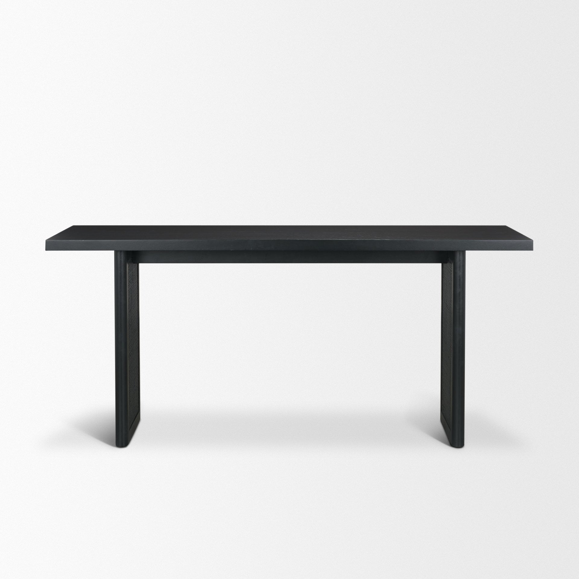 Grier 65" Black Wood w/ Black Cane Console Table - Dekor Butik