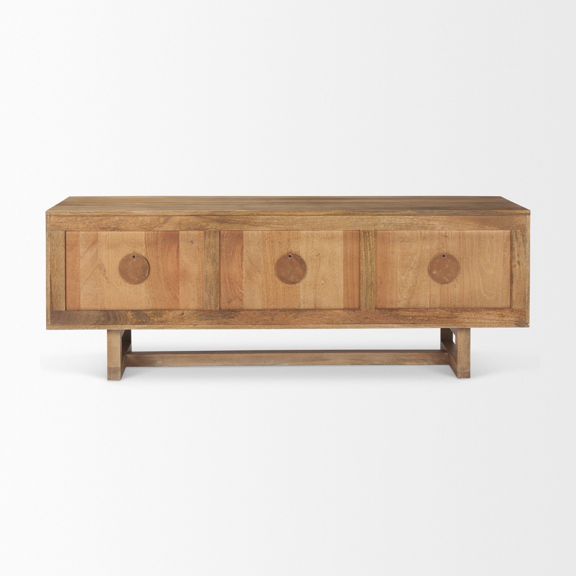 Grier 65" Medium Brown Wood W/ Cane Media Console - Dekor Butik