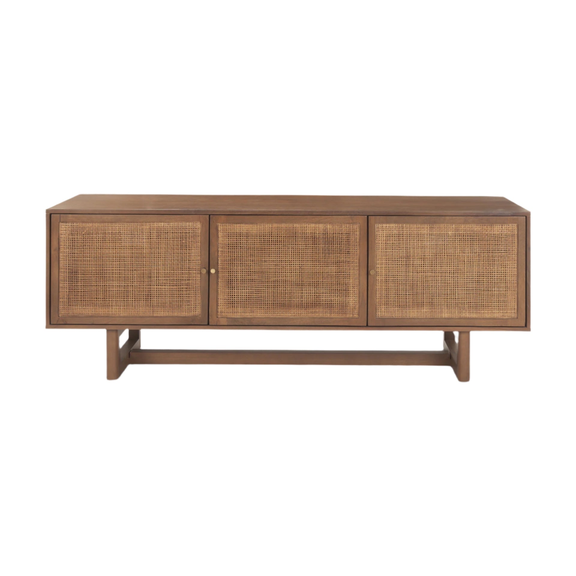 Grier 65" Medium Brown Wood W/ Cane Media Console - Dekor Butik