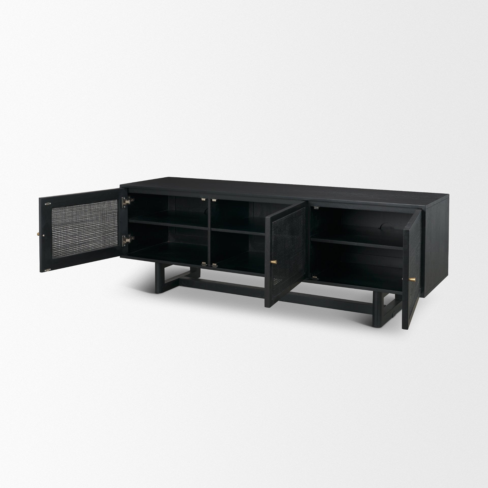 Grier 65" Medium Brown Wood W/ Cane Media Console - Dekor Butik