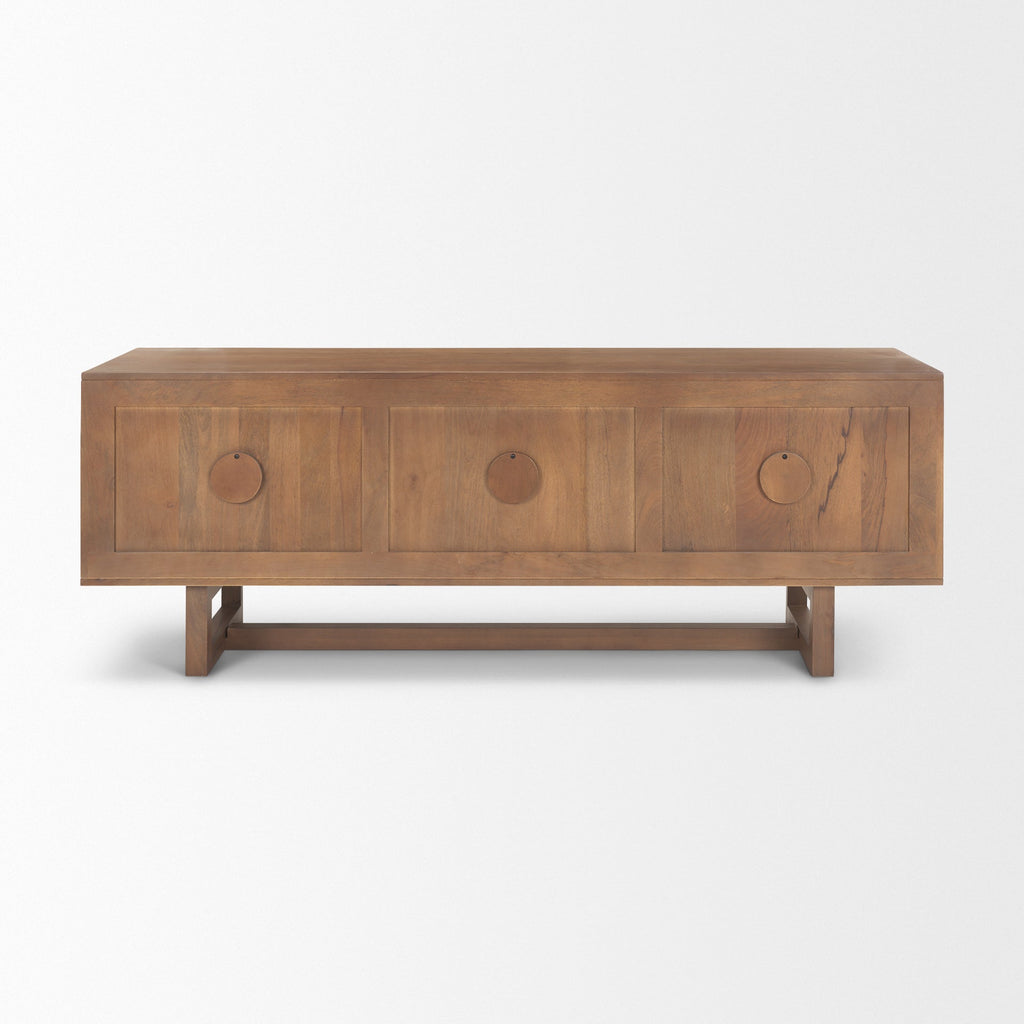 Grier 65" Medium Brown Wood W/ Cane Media Console - Dekor Butik