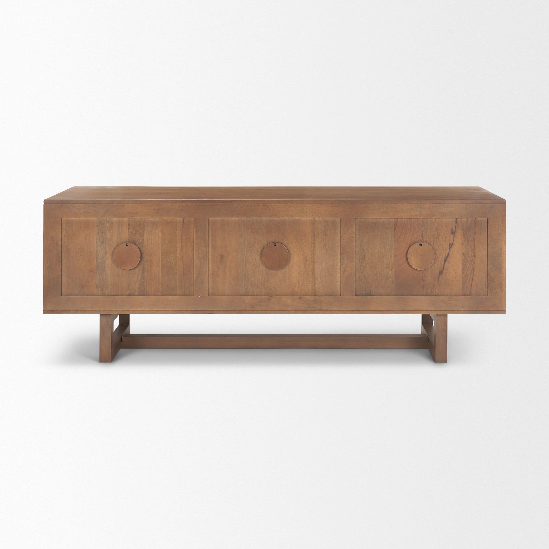 Grier 65" Medium Brown Wood W/ Cane Media Console - Dekor Butik