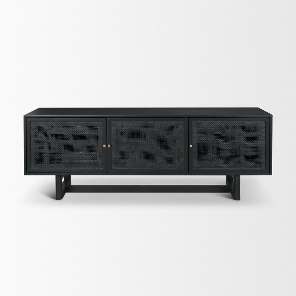 Grier 65" Medium Brown Wood W/ Cane Media Console - Dekor Butik