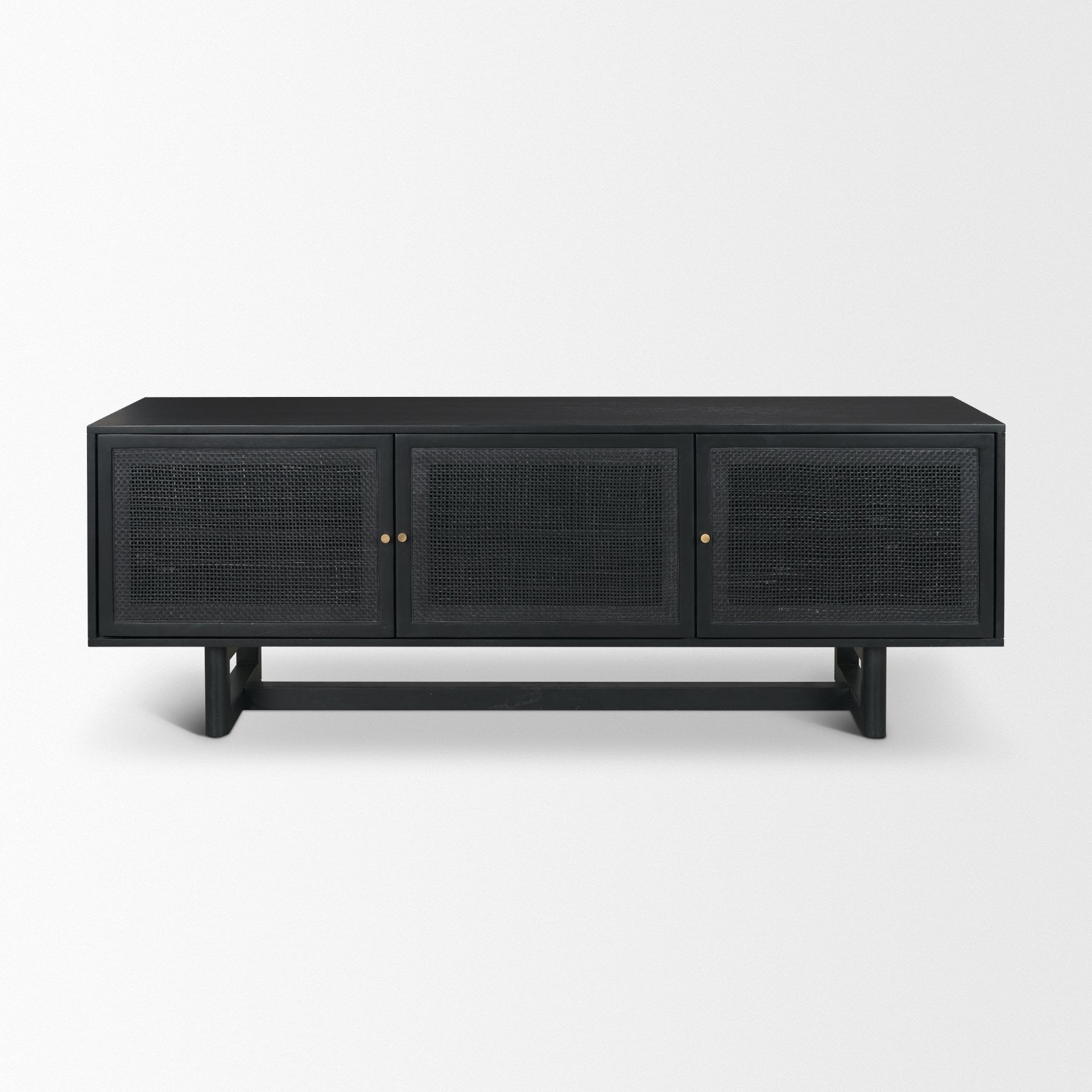 Grier 65" Medium Brown Wood W/ Cane Media Console - Dekor Butik